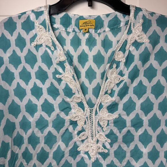 Roberta Roller Rabbit Lightweight Tunic Swim Cover Up 3/4 Sleeve Medium - Picture 3 of 7